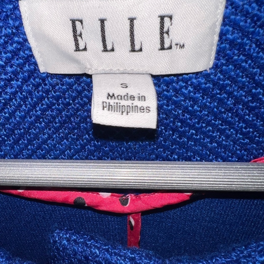 Elle Royal Blue Bow Collar Textured Coat Size Small - Picture 7 of 13